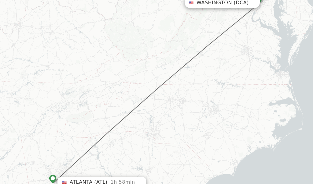 Direct (nonstop) flights from Washington to Atlanta schedules