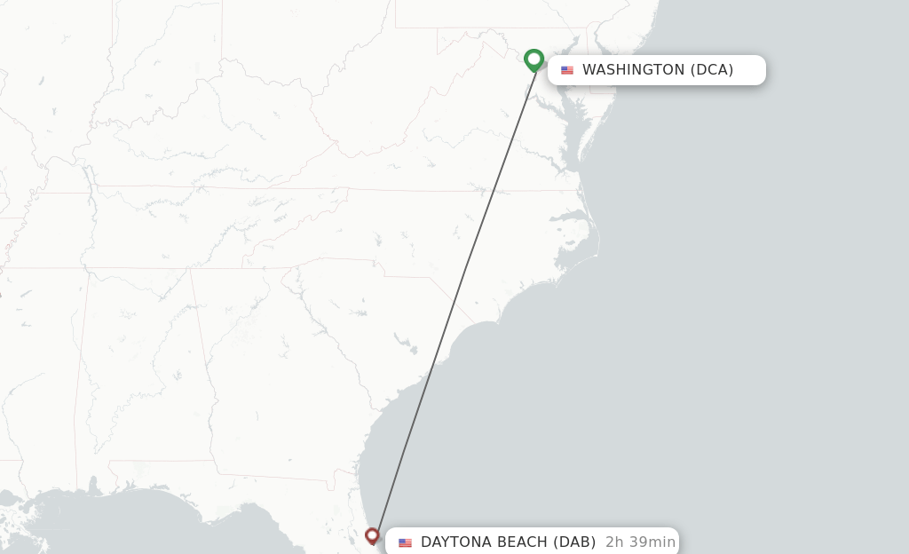Direct (nonstop) flights from Washington to Daytona Beach schedules