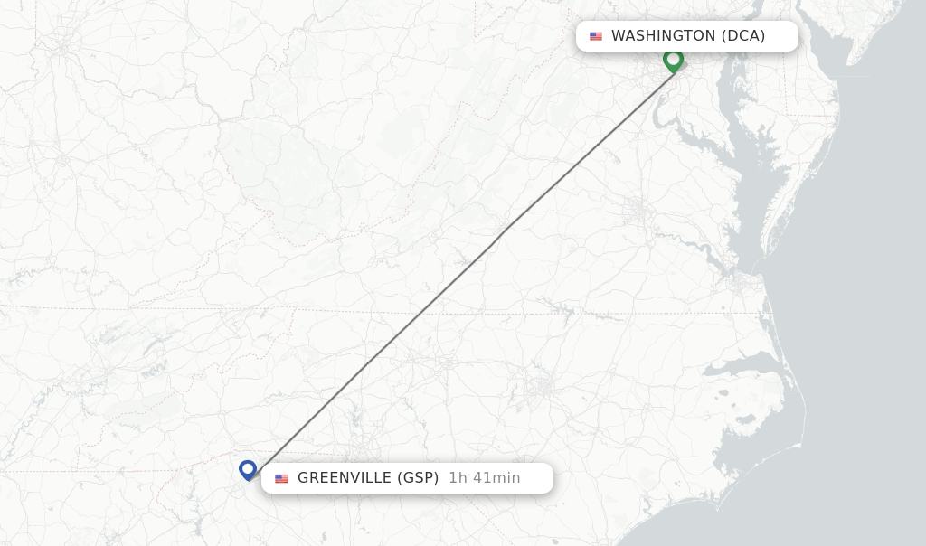 Direct (nonstop) flights from Washington to Greenville schedules