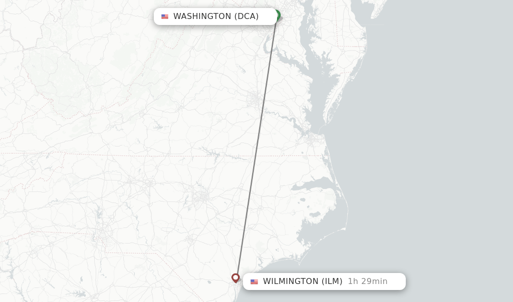 Direct (nonstop) flights from Washington to Wilmington schedules
