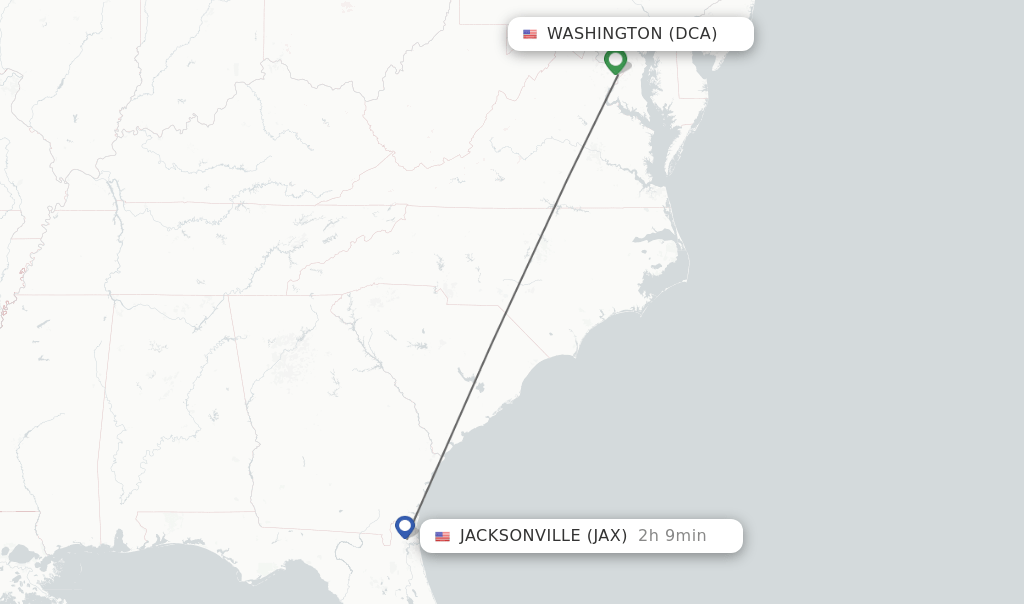 Direct (nonstop) flights from Washington to Jacksonville schedules