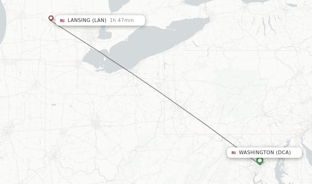 Direct (nonstop) flights from Washington to Lansing schedules