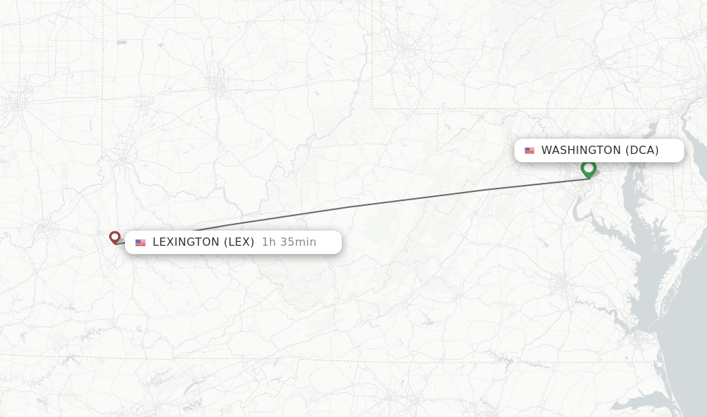Direct (nonstop) flights from Washington to Lexington schedules