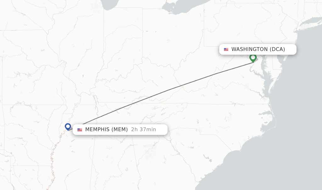 Direct (nonstop) flights from Washington to Memphis schedules