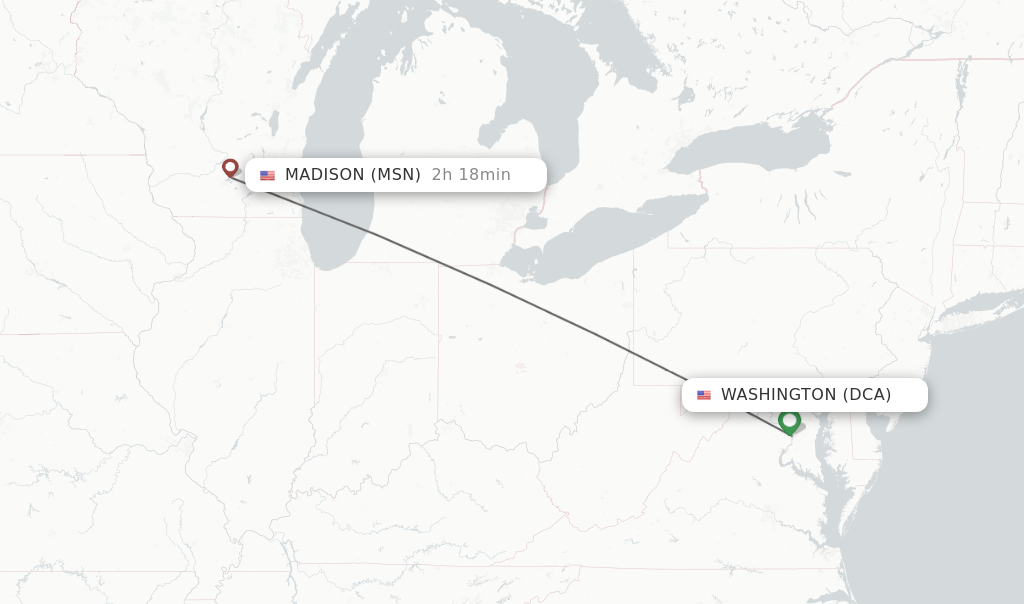Direct (nonstop) flights from Washington to Madison schedules