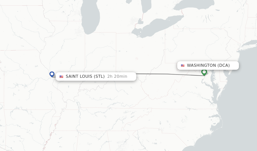 Direct (nonstop) flights from Washington to Saint Louis schedules