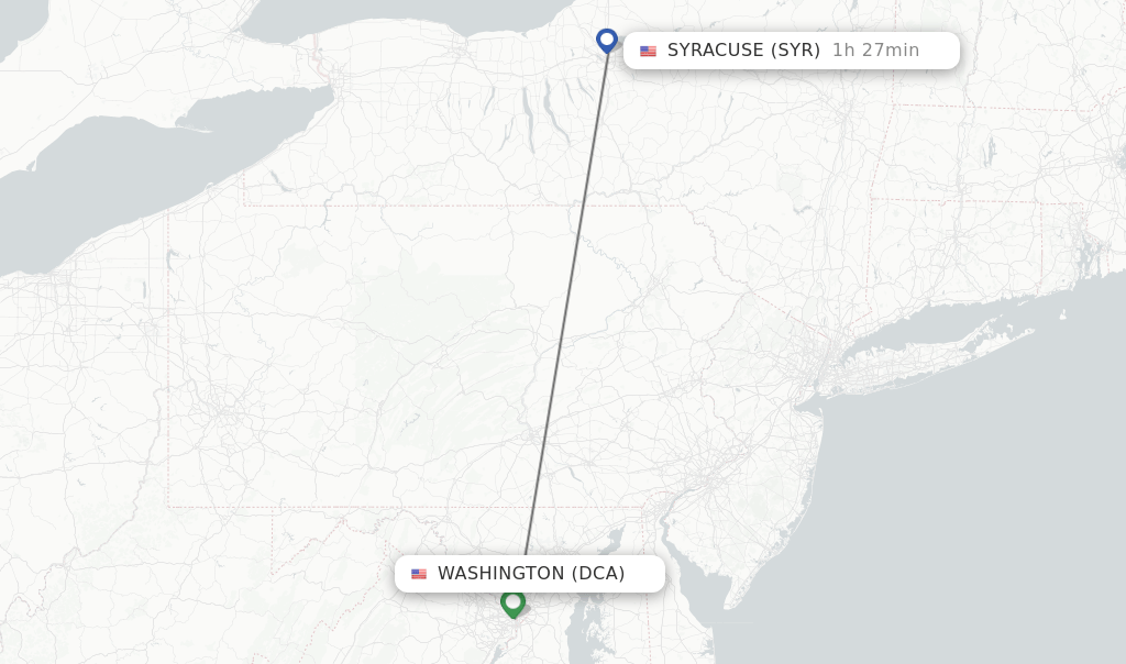 Direct (nonstop) flights from Washington to Syracuse schedules