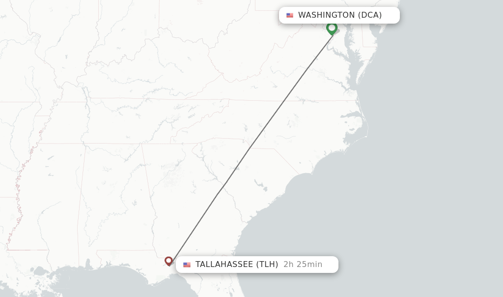 Direct (nonstop) flights from Washington to Tallahassee schedules
