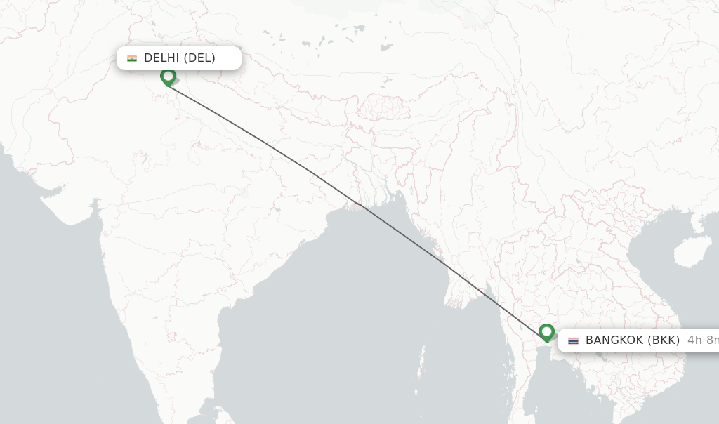 Direct (nonstop) flights from Delhi to Bangkok schedules