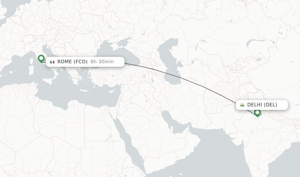Direct (nonstop) flights from Delhi to Rome schedules