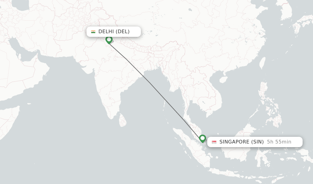Direct (nonstop) flights from Delhi to Singapore schedules