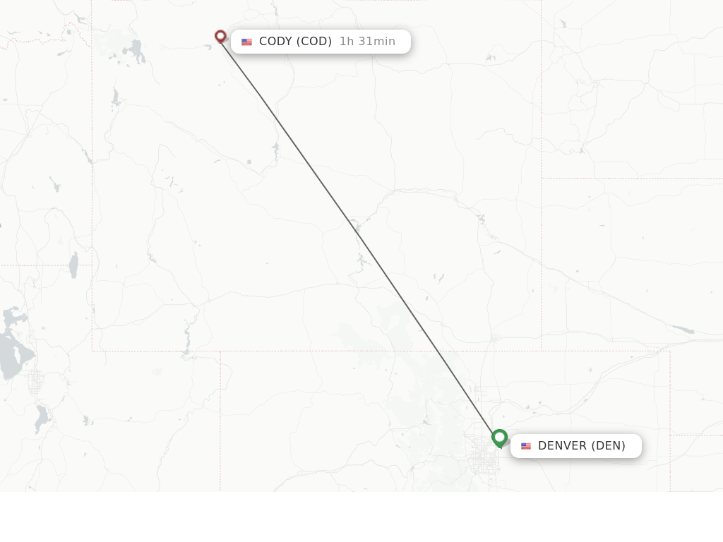 Direct (nonstop) flights from Denver to Cody schedules