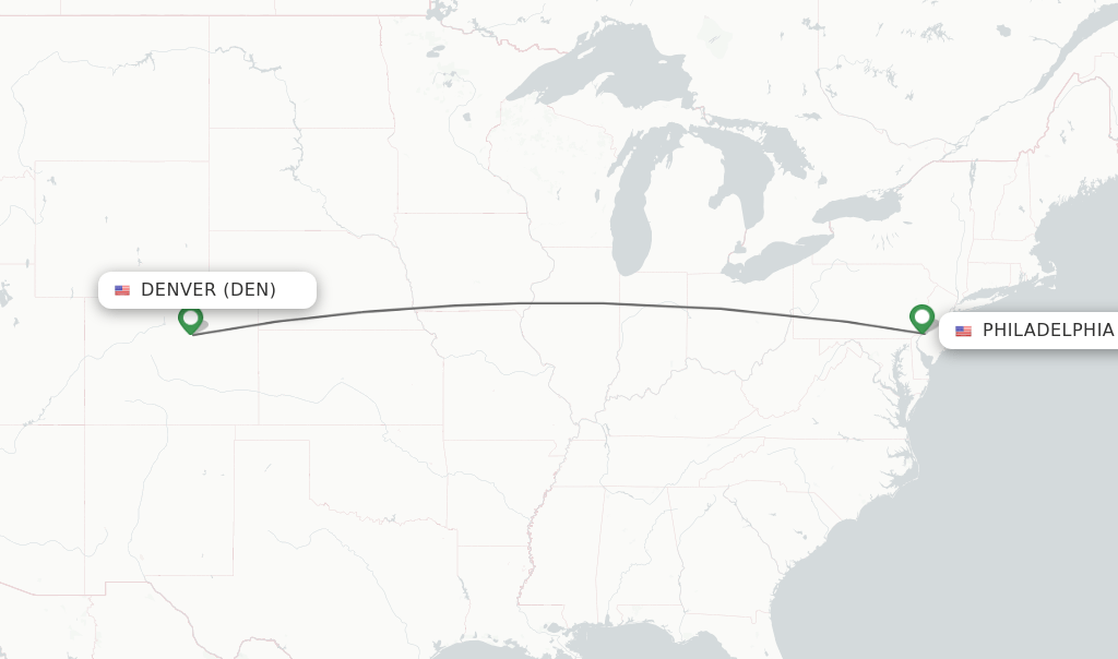 Direct (nonstop) flights from Denver to Philadelphia schedules