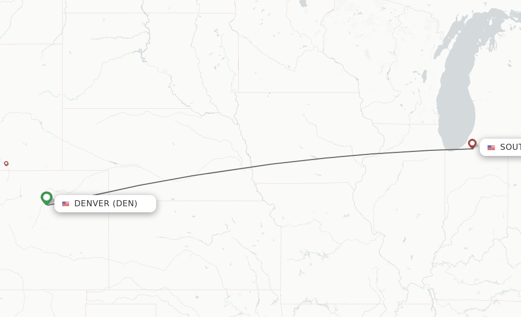 Direct (nonstop) flights from Denver to South Bend schedules