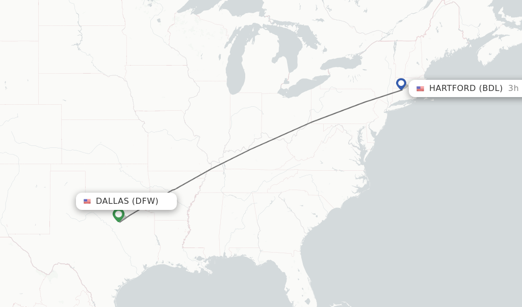 Direct (nonstop) flights from Dallas to Hartford schedules