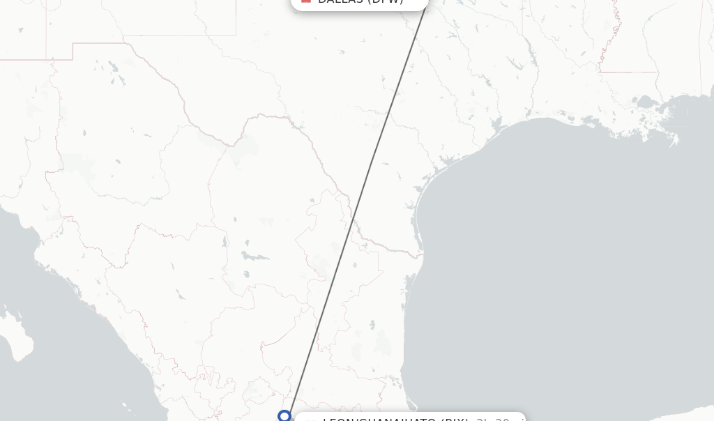 Direct (nonstop) flights from Dallas to Leon/Guanajuato schedules