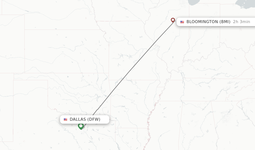 Direct (nonstop) flights from Dallas to Bloomington schedules