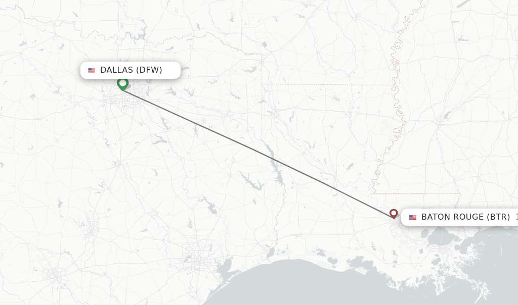 Direct (nonstop) flights from Dallas to Baton Rouge schedules