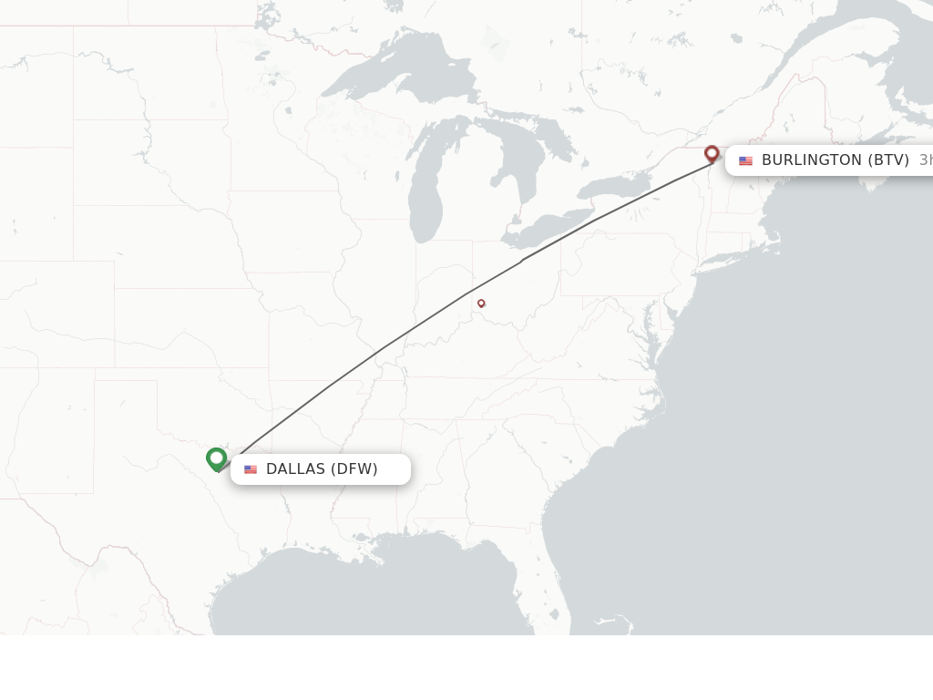 Direct (nonstop) flights from Dallas to Burlington schedules
