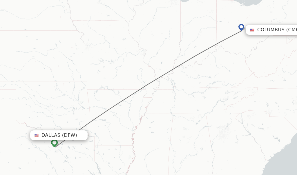 Direct (nonstop) flights from Dallas to Columbus schedules