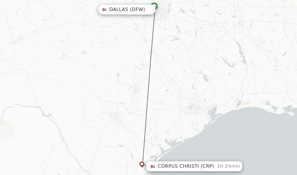 Direct (nonstop) flights from Dallas to Corpus Christi schedules