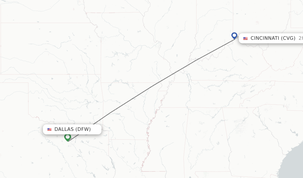 Direct (nonstop) flights from Dallas to Cincinnati schedules