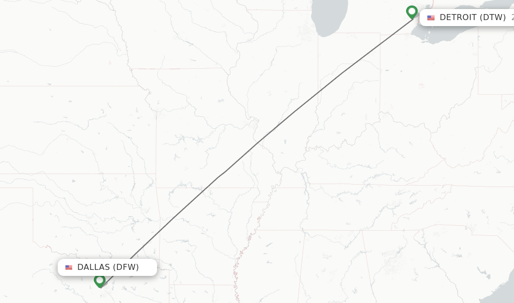 Direct (nonstop) flights from Dallas to Detroit schedules