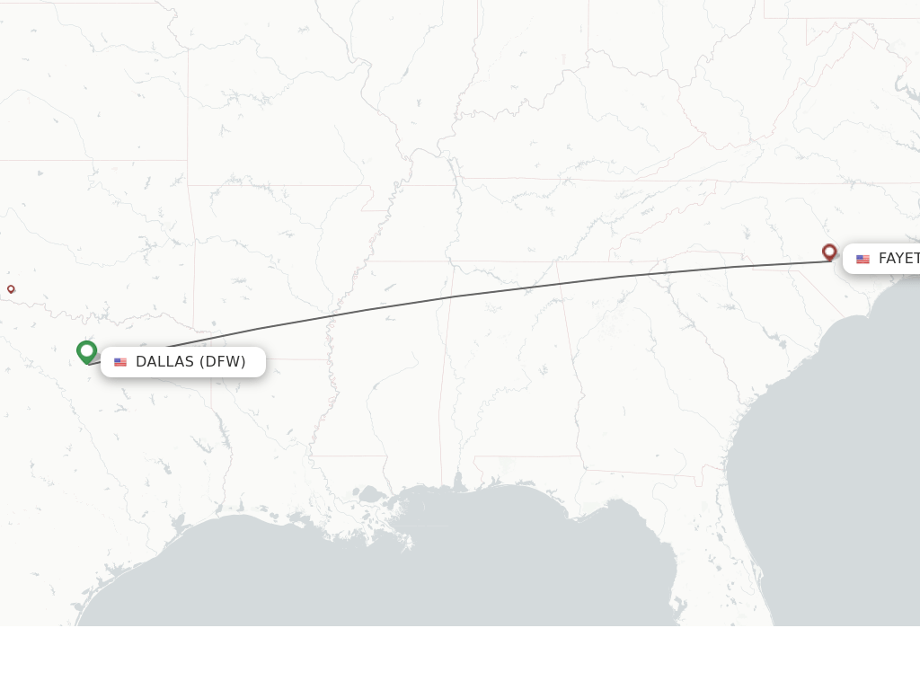 Direct (nonstop) flights from Dallas to Fayetteville schedules