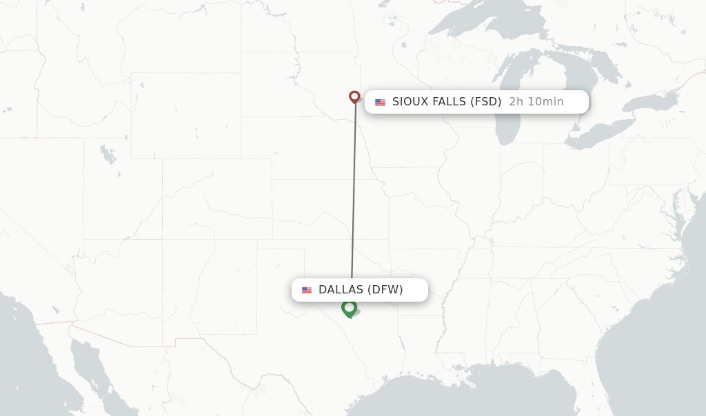 Direct (nonstop) flights from Dallas to Sioux Falls schedules