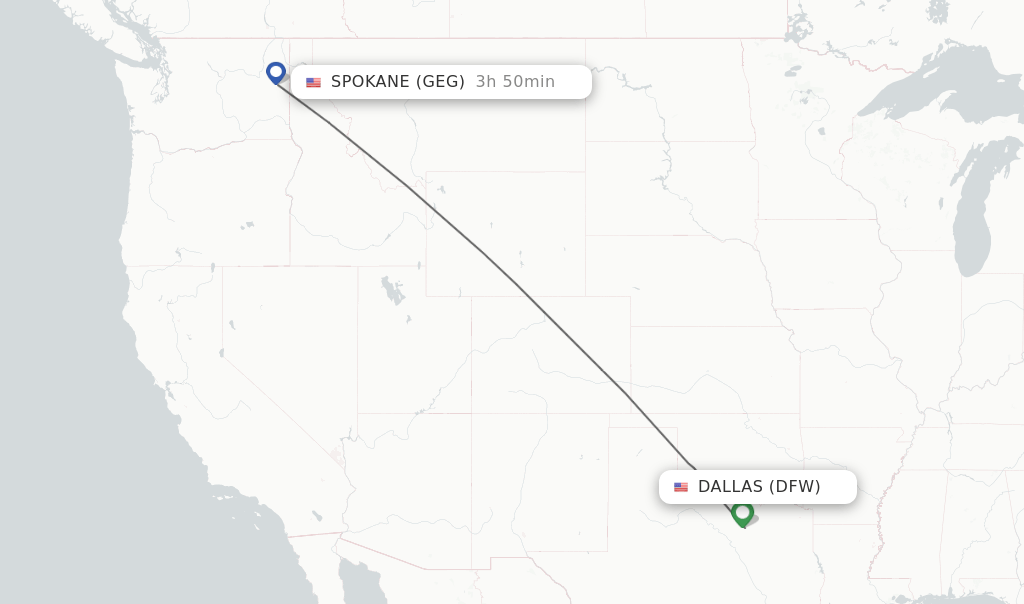 Direct (nonstop) flights from Dallas to Spokane schedules