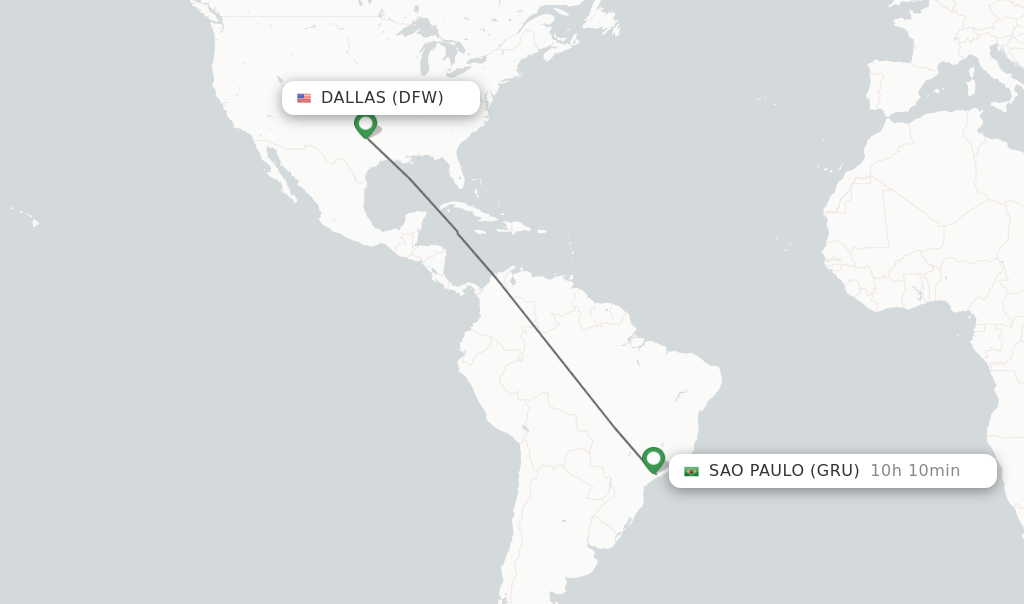 Direct (nonstop) flights from Dallas to Sao Paulo schedules