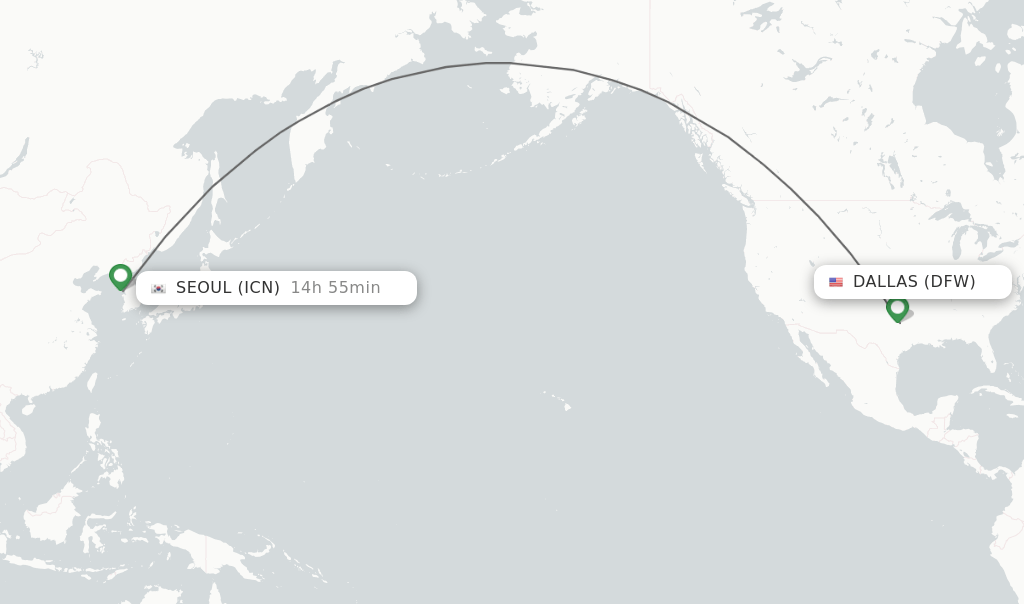 Direct (nonstop) flights from Dallas to Seoul schedules