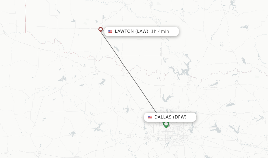 Direct (nonstop) flights from Dallas to Lawton schedules