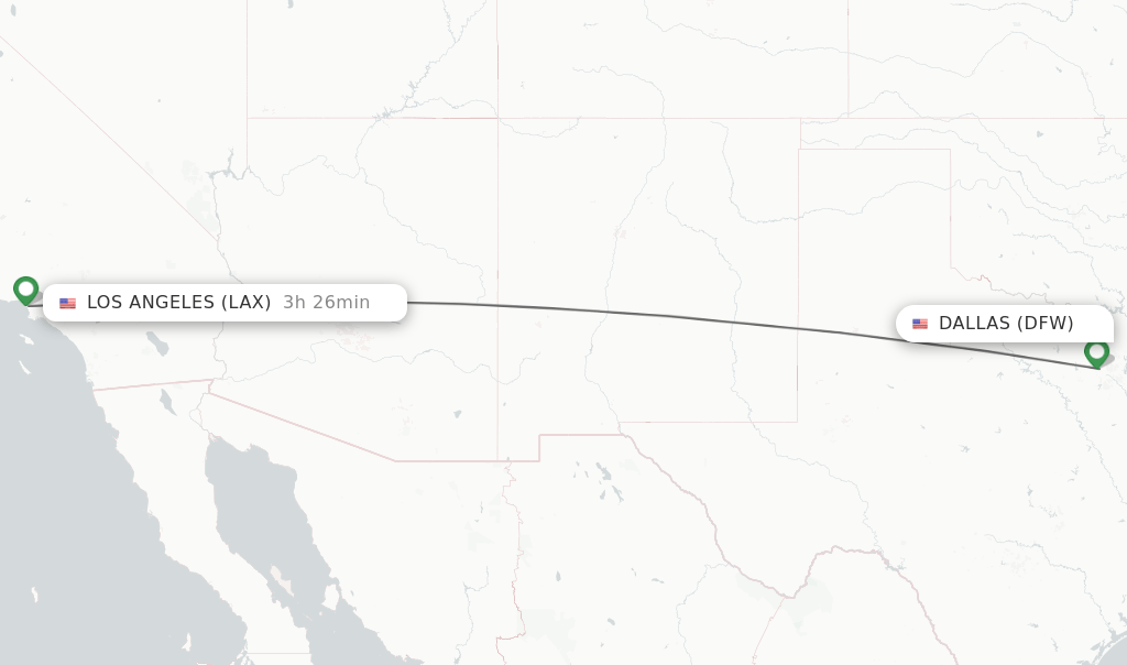 Direct (nonstop) flights from Dallas to Los Angeles schedules