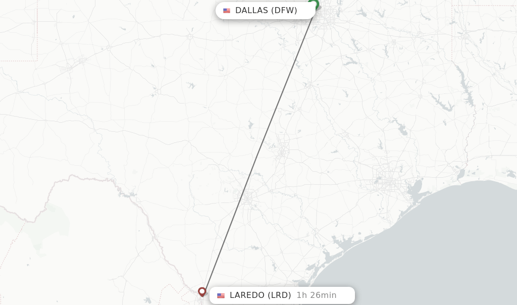 Direct (nonstop) flights from Dallas to Laredo schedules