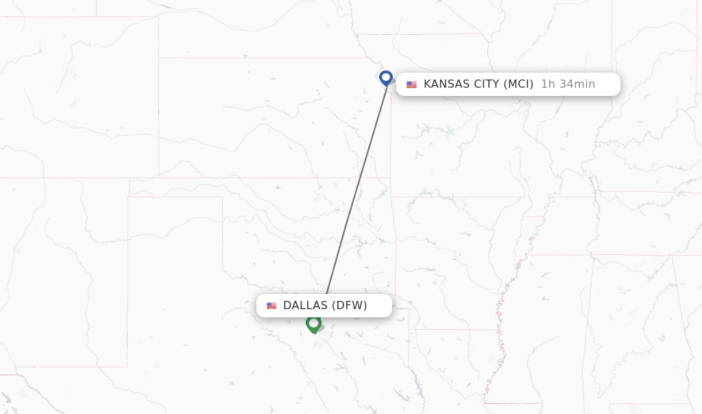 Direct (nonstop) flights from Dallas to Kansas City schedules