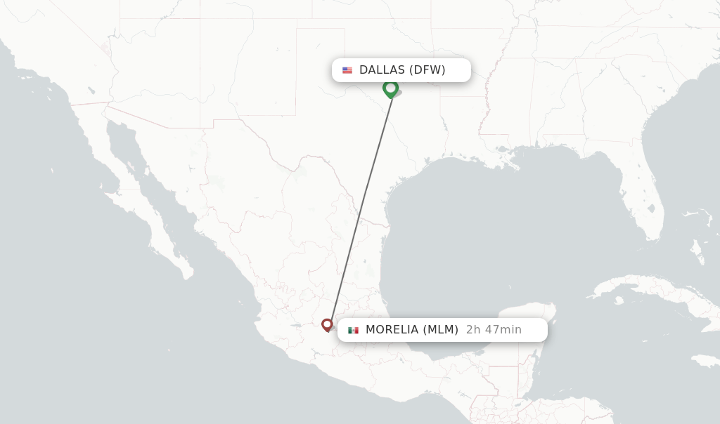 Direct (nonstop) flights from Dallas to Morelia schedules