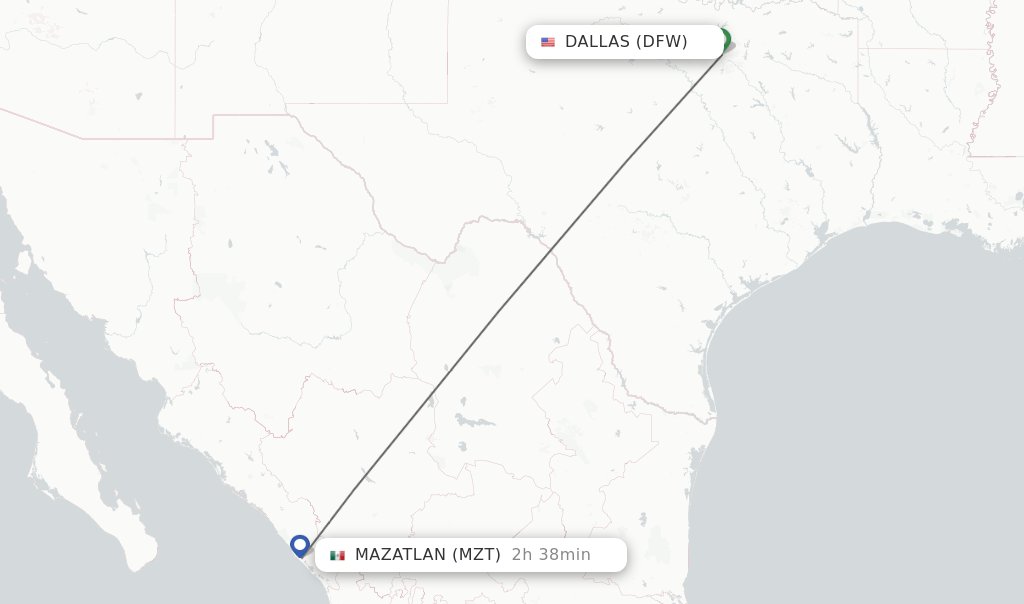Direct (nonstop) flights from Dallas to Mazatlan schedules