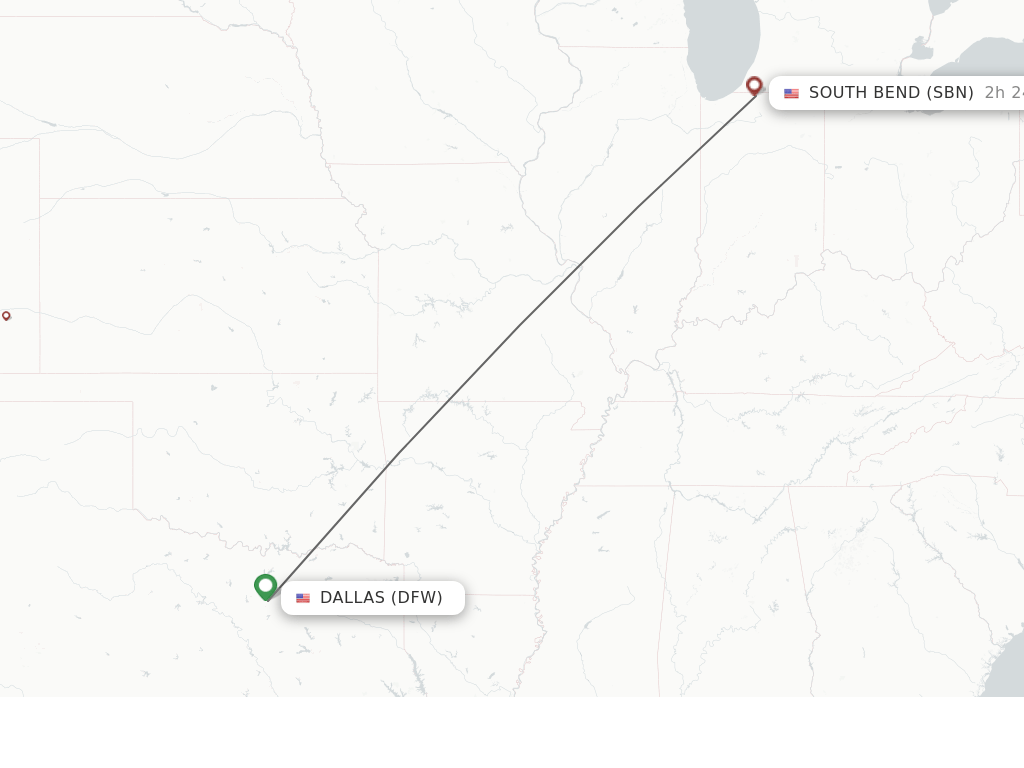 Direct (nonstop) flights from Dallas to South Bend schedules