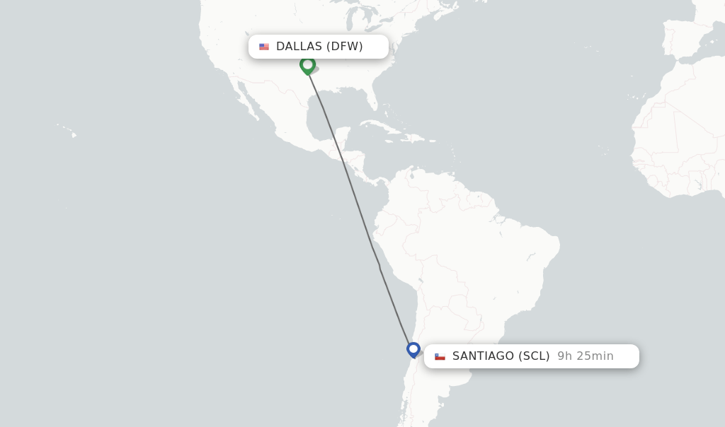 Direct (nonstop) flights from Dallas to Santiago schedules