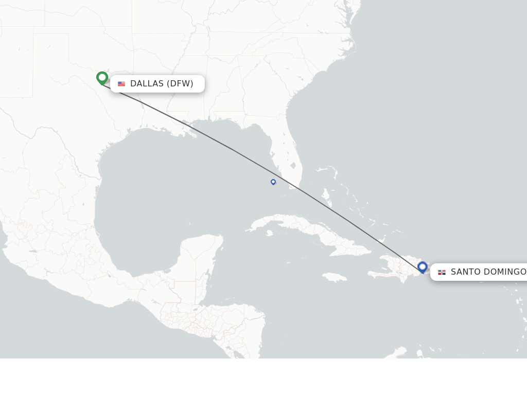 Direct (nonstop) flights from Dallas to Santo Domingo schedules