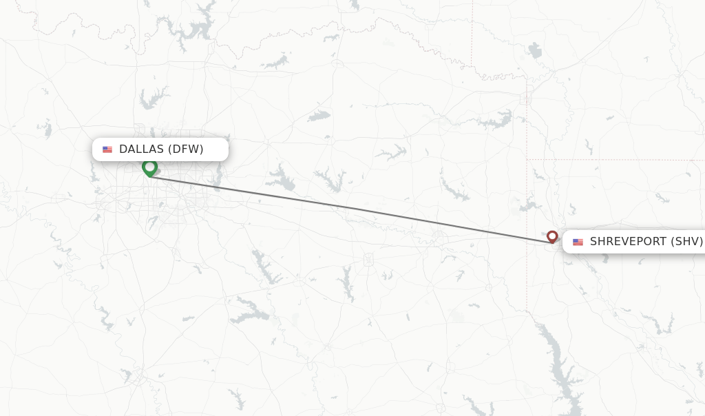 Direct (nonstop) flights from Dallas to Shreveport schedules