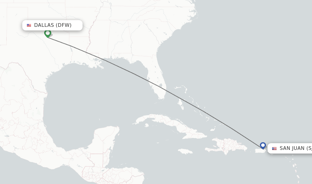 Direct (nonstop) flights from Dallas to San Juan schedules