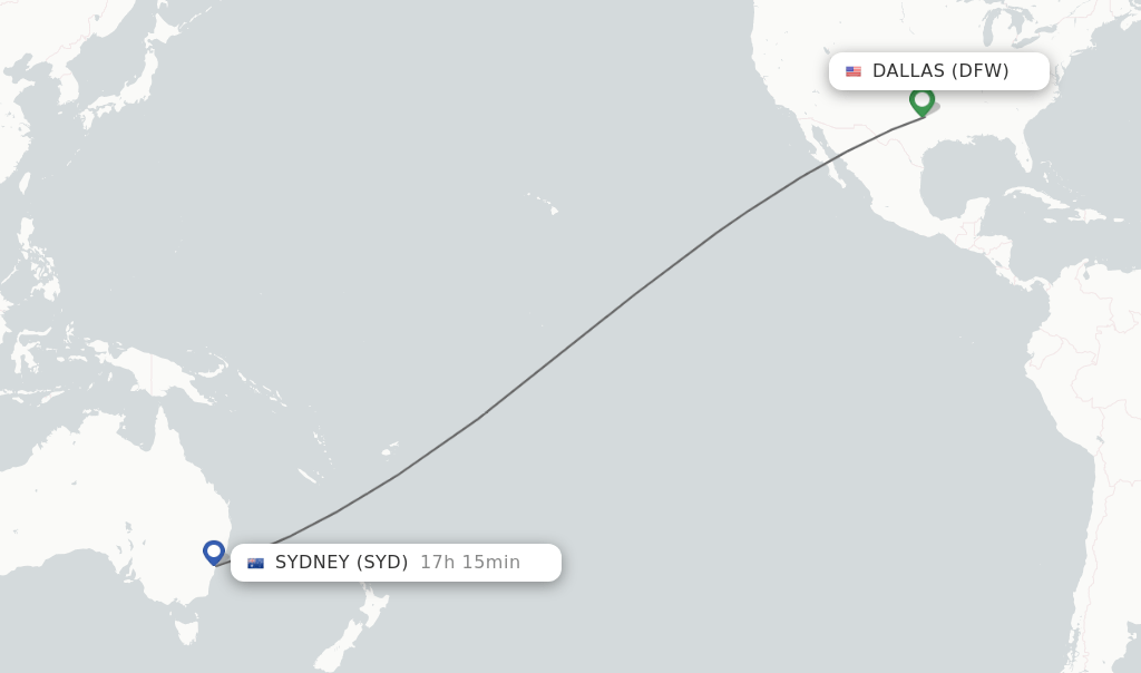 Direct (nonstop) flights from Dallas to Sydney schedules