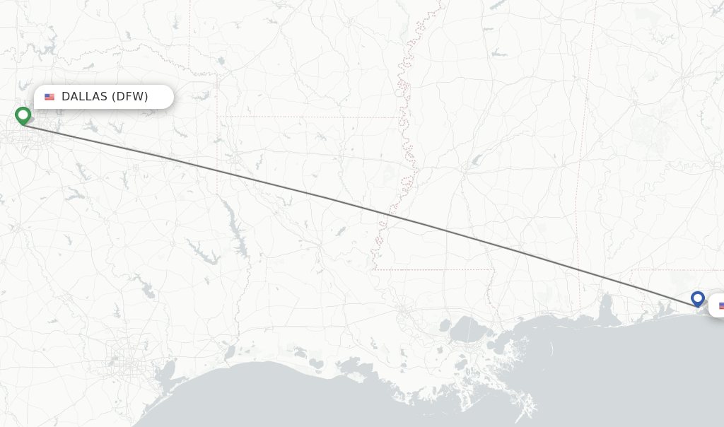 Direct (nonstop) flights from Dallas to Fort Walton Beach schedules