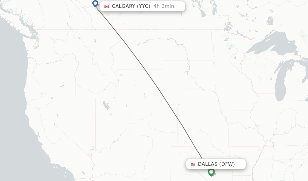 Direct (nonstop) flights from Dallas to Calgary schedules