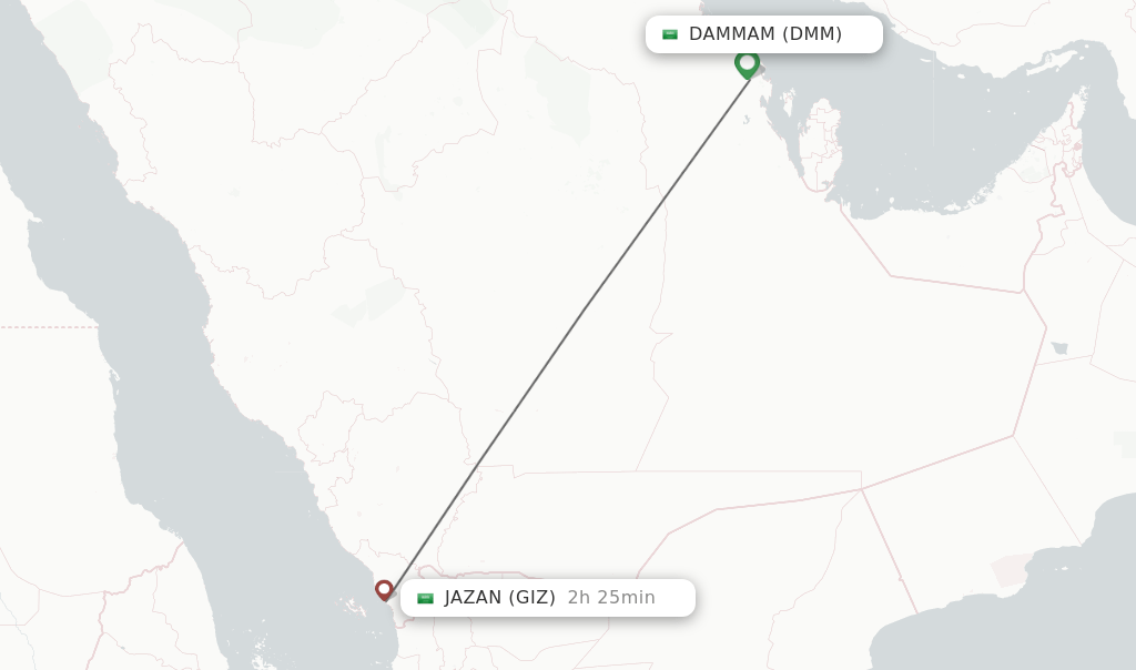 Direct (nonstop) flights from Dammam to Jazan schedules