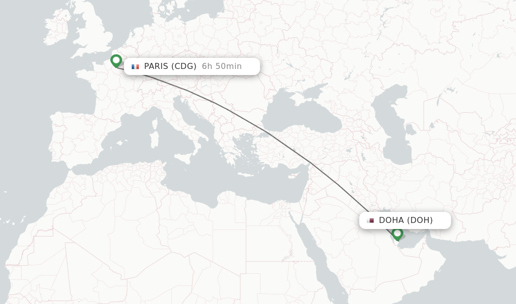Direct (nonstop) flights from Doha to Paris schedules