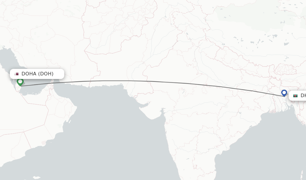 Direct (nonstop) flights from Doha to Dhaka schedules