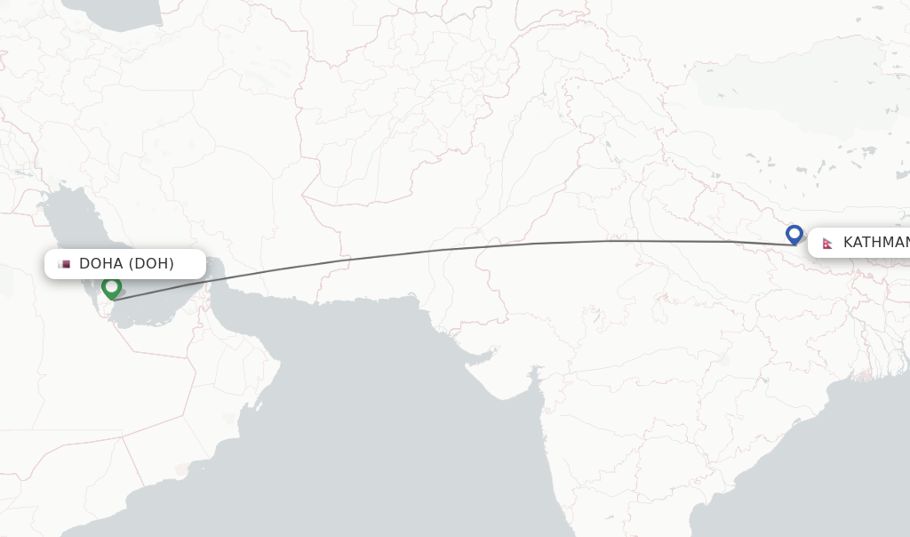 Direct (nonstop) flights from Doha to Kathmandu schedules